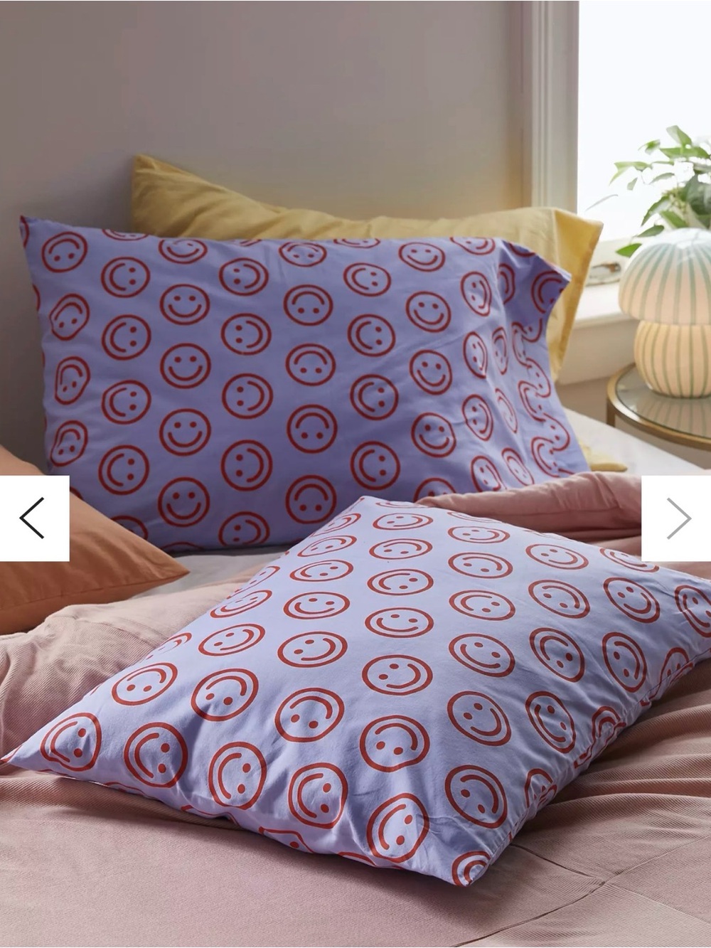 BAGGU organic cotton Blue & orange Smiley face Pattern super rare pillowcase EUC